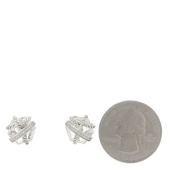 DAVID YURMAN Sterling Silver Diamond Crystal 10mm Cable Wrap Earrings
