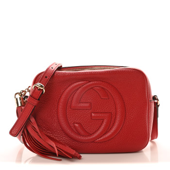 GUCCI Pebbled Calfskin Small Soho Disco Bag Vibrant Red