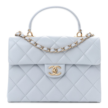 CHANEL Caviar Quilted Retro Twist Top Handle Flap Light Grey