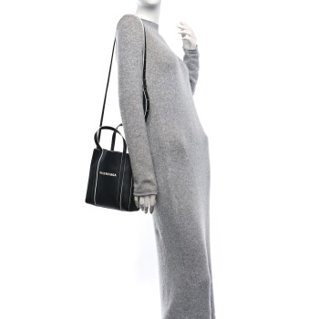 BALENCIAGA Smooth Calfskin Logo Double Sided XXS Everyday Tote Black White