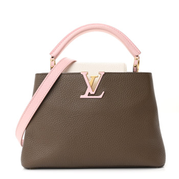 LOUIS VUITTON Taurillon Capucines BB Smokey Brown Creme Pink