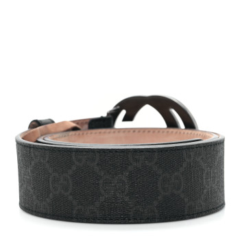 GUCCI GG Supreme Monogram Selleria Calfskin Interlocking G 40mm Belt 80 32 Grey Black