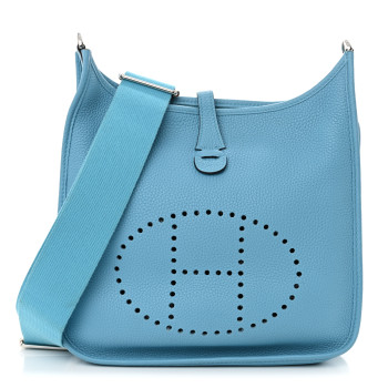 HERMES Taurillon Clemence Evelyne III PM Bleu Du Nord