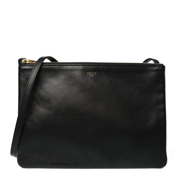 CELINE Lambskin Large Trio Crossbody Bag Black