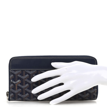 GOYARD Goyardine Matignon Zip Around GM Wallet Blue