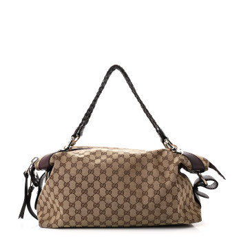 GUCCI Monogram Bamboo Bar Medium Tote Bordeaux