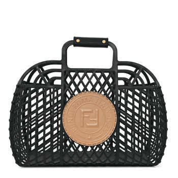 FENDI Recycled Plastic Vitello Liberty Matte Medium Fendi Basket Black Miele Scuro