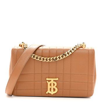 BURBERRY Lambskin Quilted Small Lola Bag Maple Brown