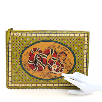 GUCCI Garden Print Large Zip Pouch Green