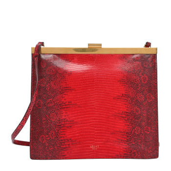 CELINE Lizard Mini Clasp Bag Red