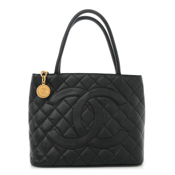 CHANEL Caviar Quilted Medallion Tote Black