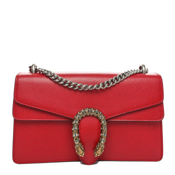 GUCCI Dollar Calfskin Swarovski Crystal Small Dionysus Shoulder Bag Hibiscus Red