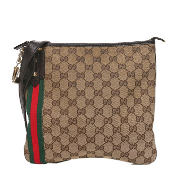 GUCCI Monogram Web Jolicoeur Charms Messenger Dark Brown