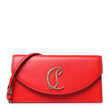 CHRISTIAN LOUBOUTIN Calfskin Loubi54 Crossbody Clutch Red