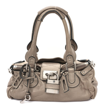 CHLOE Metallic Calfskin Paddington Satchel Taupe