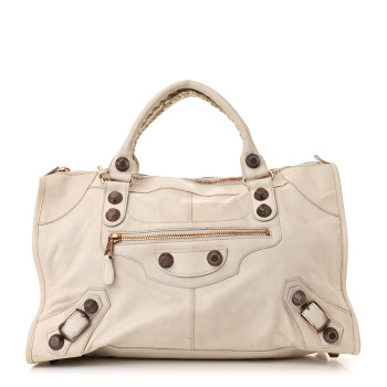 BALENCIAGA Agneau Giant 21 Rose Gold Hardware Work White Light