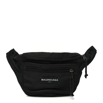BALENCIAGA Nylon Canvas Logo Explorer Beltpack Black White