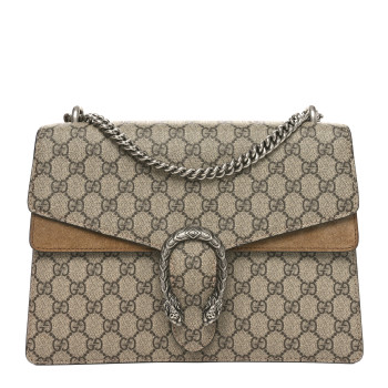 GUCCI GG Supreme Monogram Medium Dionysus Shoulder Bag Taupe
