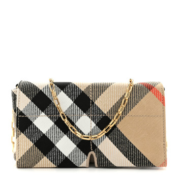 BURBERRY Jacquard Check Soft Snip Mini Chain Bag Sand