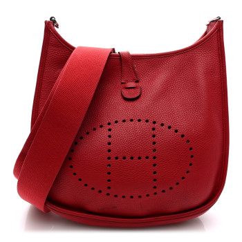 HERMES Taurillon Clemence Evelyne III PM Rouge Casaque