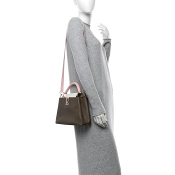 LOUIS VUITTON Taurillon Capucines BB Smokey Brown Creme Pink
