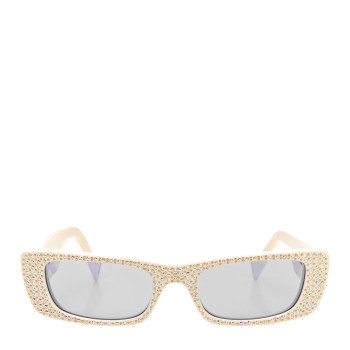 GUCCI Acetate Rectangular Crystal Sunglasses GG0516S White
