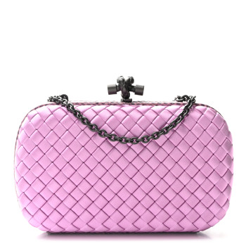 BOTTEGA VENETA Satin Intreccio Impero Ayers Knot Clutch Purple