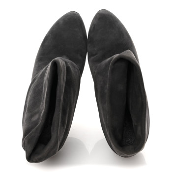GUCCI Suede Platform Foldover Ankle Boots 35 Grey