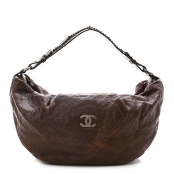 CHANEL Caviar Outdoor Ligne Large Hobo Brown