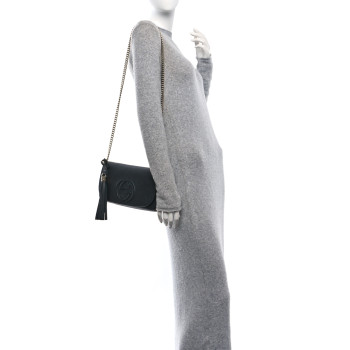 GUCCI Pebbled Calfskin Medium Soho Flap Crossbody Black