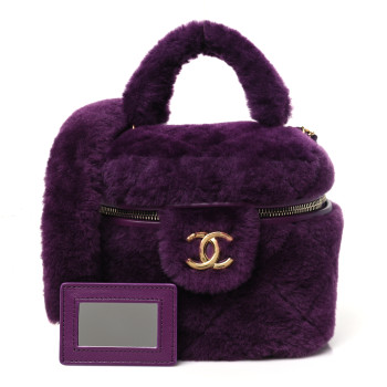 CHANEL Shearling Lambskin Quilted Small Vanity Case Purple