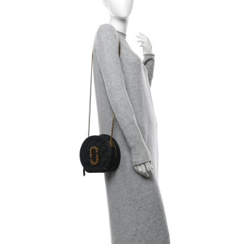 MARC JACOBS Grained Calfskin Quilted The Status Round Crossbody Black