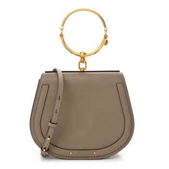 CHLOE Calfskin Suede Medium Nile Bracelet Bag Motty Grey