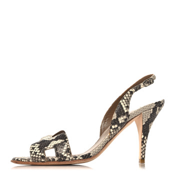 HERMES Snakeskin Night 70 Sandals 38.5 Granit