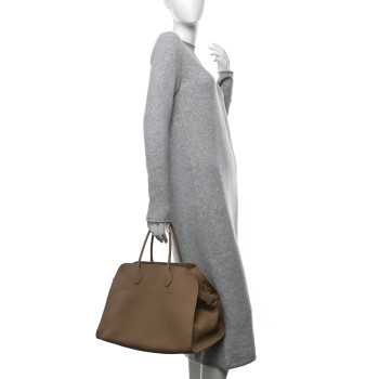 THE ROW Matte Grained Calfskin Soft Margaux 15 Dark Taupe