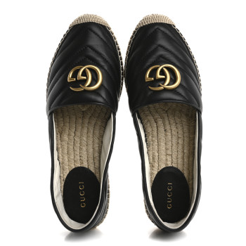 GUCCI Nappa Matelasse GG Marmont Espadrilles 37.5 Black