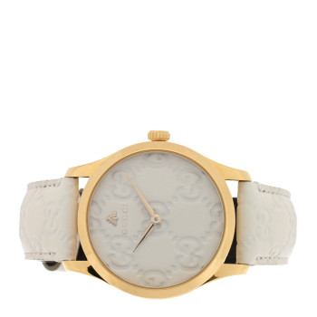 GUCCI Stainless Steel Calfskin 38mm G-Timeless Quartz Watch White