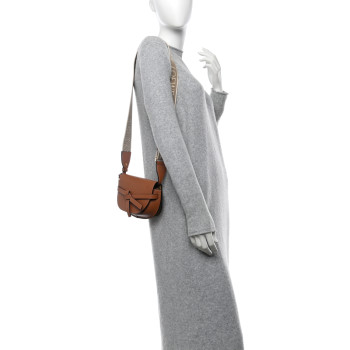 LOEWE Calfskin Jacquard Mini Gate Dual Bag Tan