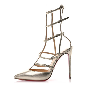 CHRISTIAN LOUBOUTIN Metallic Nappa Kadreyana 100 Pumps 40 Sahara