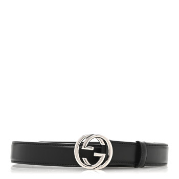 GUCCI Calfskin Interlocking G Belt 75 30 Black