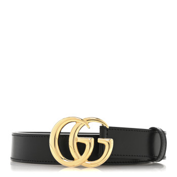 GUCCI Calfskin Double G 30mm Belt 90 36 Black