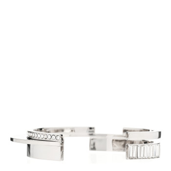 SAINT LAURENT Metal Crystal Stacked Bangle Bracelet Silver