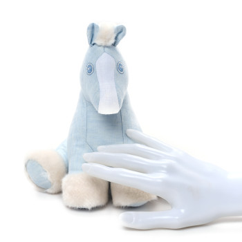 HERMES Linen Baby Hermy Plush Toy Bleu Glacier