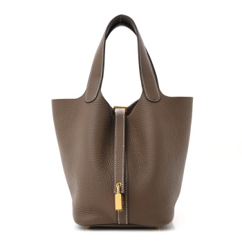 HERMES Taurillon Clemence Picotin Lock 18 PM Etoupe