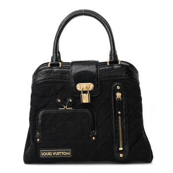 LOUIS VUITTON Monogram Silk Pony Hair Alligator Trim Linda Black