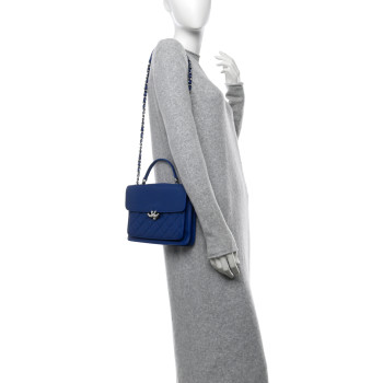 CHANEL Grained Calfskin Quilted Large CC Box Flap Blue