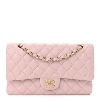 CHANEL Caviar Quilted Medium Double Flap Light Pink