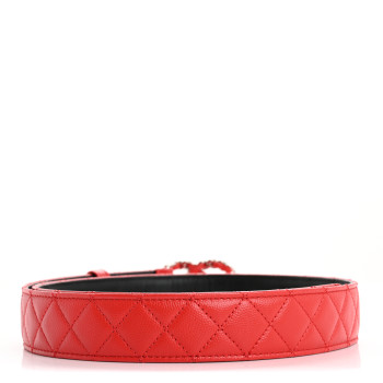 CHANEL Caviar Quilted CC Chain Belt 90 36 Red