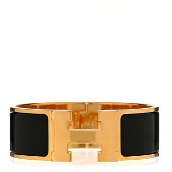 HERMES Enamel Wide Clic Clac H Bracelet PM Black