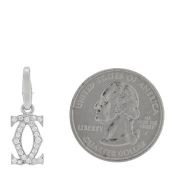 CARTIER 18K White Gold Diamond Logo Charm